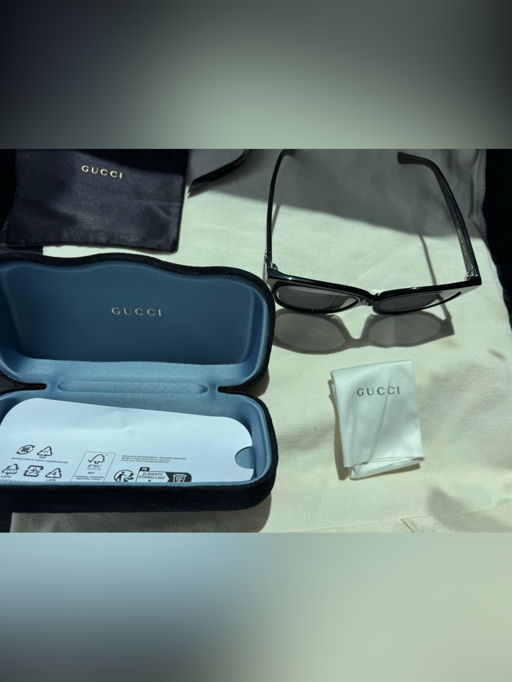 Gucci Black Sunglasses /Shades with sliver/ gray hardware